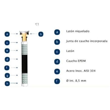 Latiguillo Sanitario Hh 3/8-1/2"-50Cm 20B 110º  Inox
