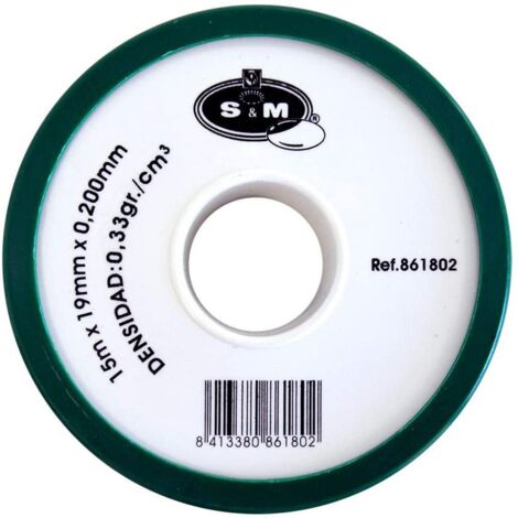 Teflon Fontanero Al.Dens. 19Mmx0,2Mmx15Mt Ptfe Bl S M (1/2)