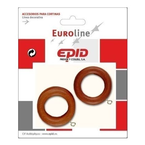 Anilla Cortina 18Mm Hogar Madera Avellana Epid 10 Pz (1/4)