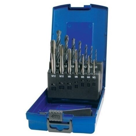 Juego de machos de roscar para máquina DIN 371/376 C M3-M12 14 piezas HSS Ku.-Kass.PROMAT