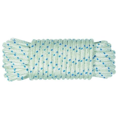 Cuerda Trenzada  06Mm Nylon Blanco/Azul Tipo Driza Hyc 20 Mt (1/4)