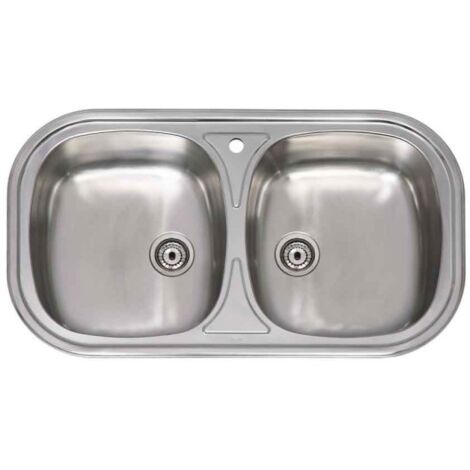 Fregadero Cocina Ovalado 80X45Cm 2 Senos Inox Practic