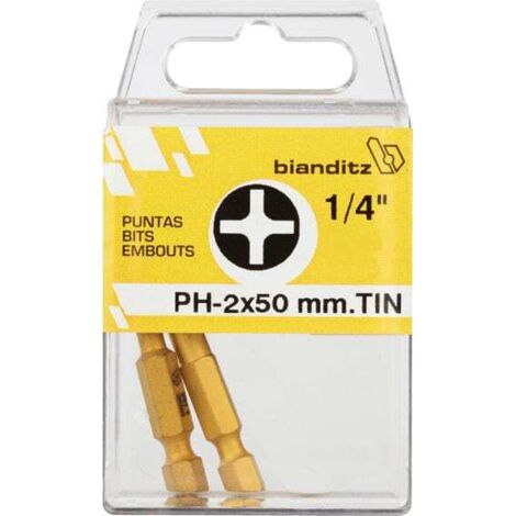 Punta Atornillador Ph2 1/4''-50Mm Titanio Bianditz (1/5)