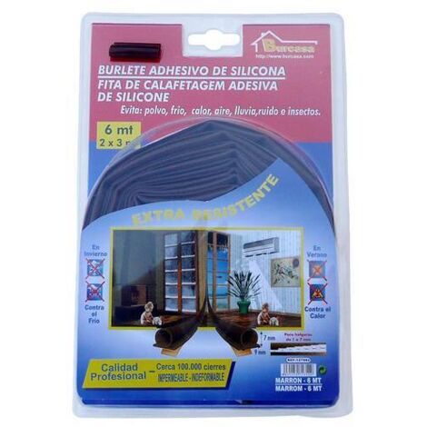 Burlete Puerta/Ventana 06Mt Adhesivo Silicona Marron Burcasa