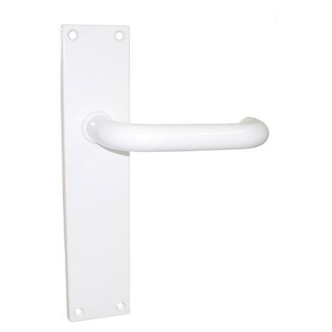 Manivela Puerta 30 Aluminio Blanco Placa Larga