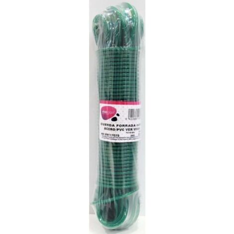 Cuerda Forrada 04Mm Acero/Pvc Verde  Vivah 20 Mt