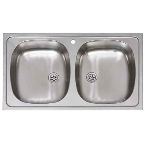 Fregadero Cocina Cuadrado 80X51Cm 2 Senos Inox Practic
