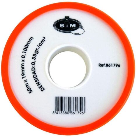 Teflon Fontanero Media Densidad 19Mmx0,1Mmx50Mt Ptfe Bl S M
