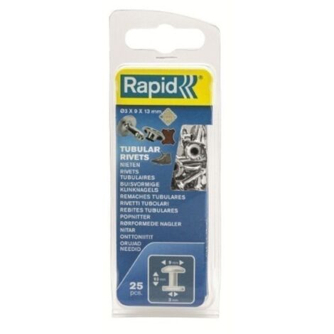 Remache Fijacion Textil-Cuero 3X9X13Mm Tubular Rapid 25 Pz