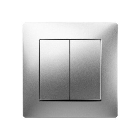 Interruptor Electricidad 10A-250V Empotrar Conmutador Doble Abs Aluminio Habitat 15