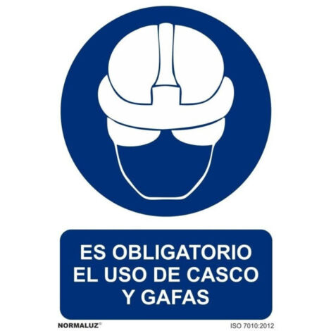 Señal 210X300Mm Pvc Uso Obligatorio  Casco Y Gafas Rd20014