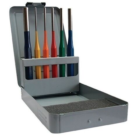 Juego de punzones de 6 piezas 3-4-5-6-8-10 mm caja de metal multicolor PROMAT