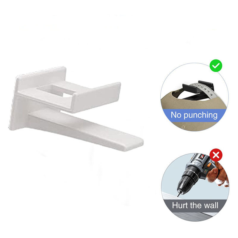 Supports Adhésifs Pour Casquettes Baoswi - Lot De 12 - Porte-Chapeaux Mur/Porte - Adhésif 3M Fort - Noir