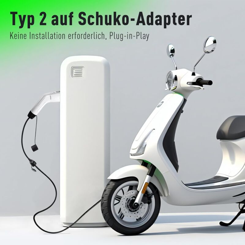 Adaptateur Type 2 Vers Schuko Yuanjoy - 16A 3.5kW, 0.7m, IP55, Pour Voiture Électrique, Scooter