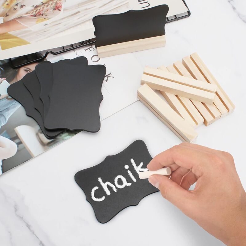 Mini Tableau Noir, 10 Pièces Mini Ardoise En Bois Rectangle Avec Support Chevalets, Mini Tableau