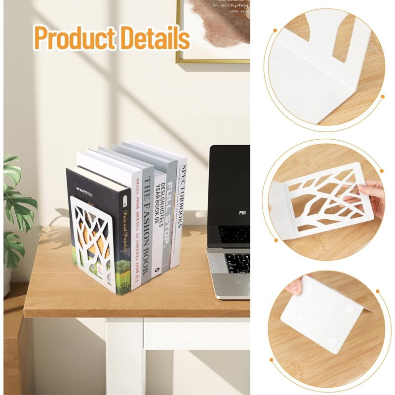Séparateur étagère Extensible 10-50cm SWAWIS 6 Pièces Cale Livre Serre Livre Cale En Métal 20,5 X 9,5 X 13,5 Cm Livre Etagere Rangement Livre Serre Livres Avec Tapis Antidérapant Presse Livre Pour