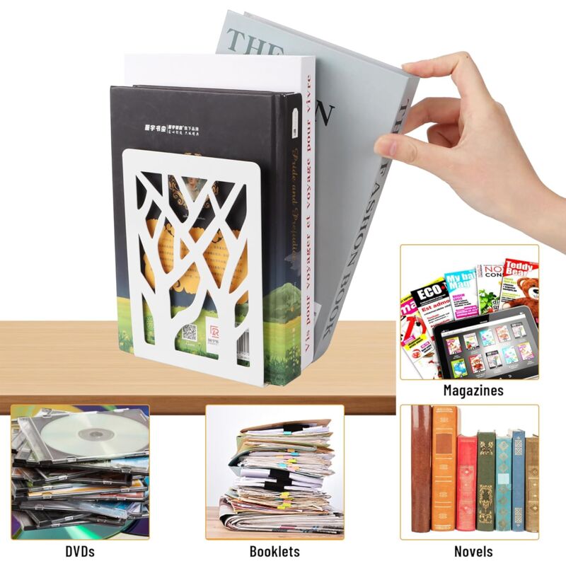 Lot De 2 Serre-livres En Acrylique Pour étagère, 4 Compartiments