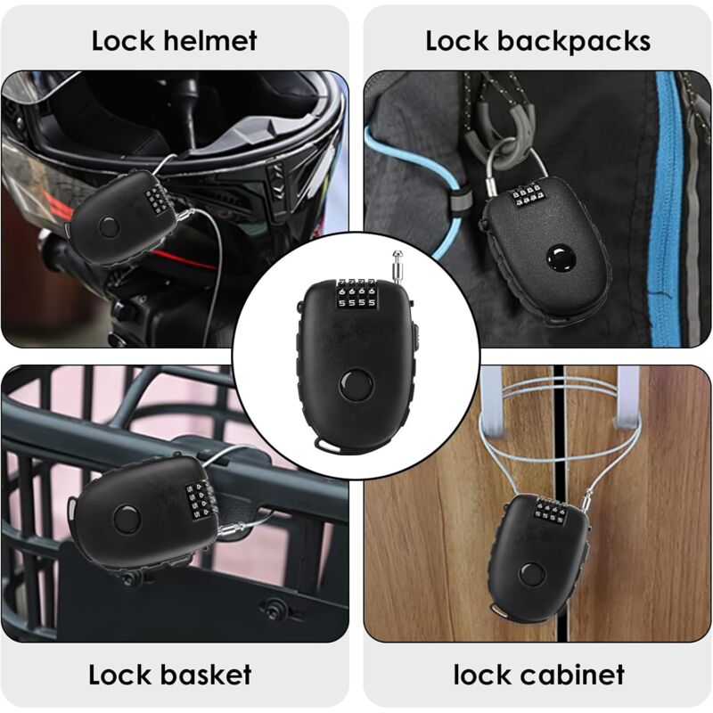 Cadenas à Combinaison 3 Chiffres KYLOS Avec Câble Rétractable 1 M – Pour Vélo, Scooter, Poussette, Anti-vol - 9