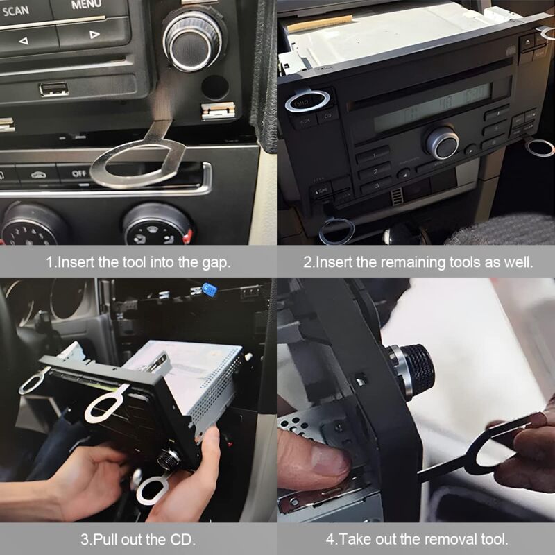 Kit De 8 Outils De Démontage Autoradio - Clés En U Et En V En Acier Inoxydable - Pour Retirer Facilement Les Radios DIN Sans Abîmer