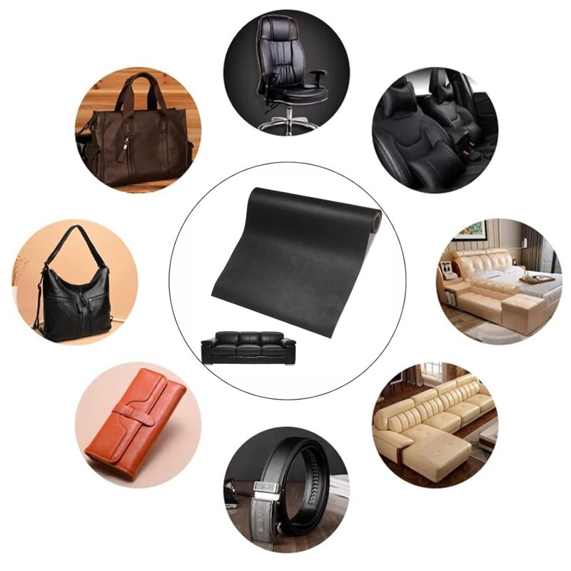Rouleau Adhésif Simili Cuir Noir - 60x137cm - Pour Réparation Canapé, Siège Auto, Sac - Autocollant