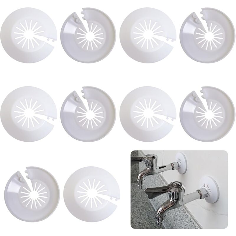 Cache Tuyaux Blancs - Lot De 15 Rosaces Pour Radiateur, Plomberie - Diam. Int. 25 Mm, Ext. 61 Mm - Masque Trous Murs - 8