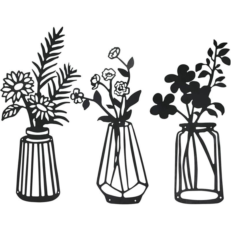 Lot De 3 Fleurs En Métal – Décoration Murale Rustique, Style Abstrait, Pour Salon, Salle De Bain, Salle à Manger - 10