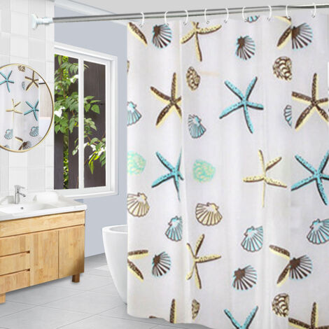 AlwaysHMildew Resistant Shower Curtains - Extra Long Shower Curtains with U Shaped Hooks, Antibacterial, Waterproof - 180x200CM