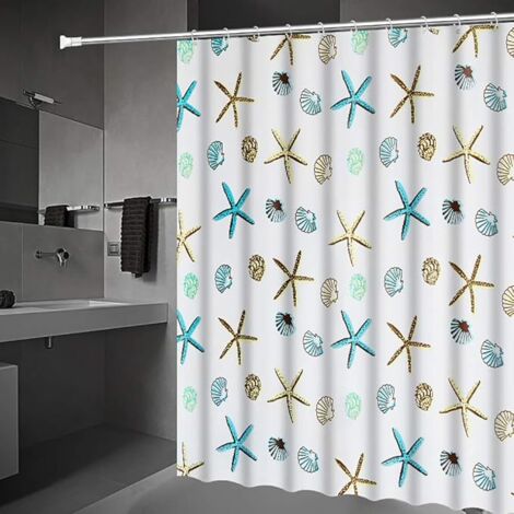 AlwaysHMildew Resistant Shower Curtains - Extra Long Shower Curtains with U Shaped Hooks, Antibacterial, Waterproof - 180x200CM