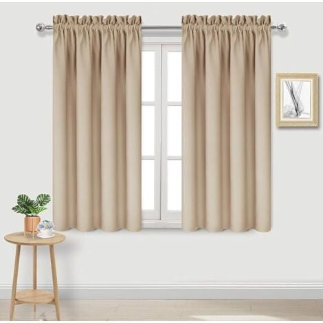 Lntyq Rideau occultant beige pour chambre à coucher, isolation par passe-tringle, rideaux à économie d'énergie, largeur 38 x longueur 45 pouces, 2 pièces