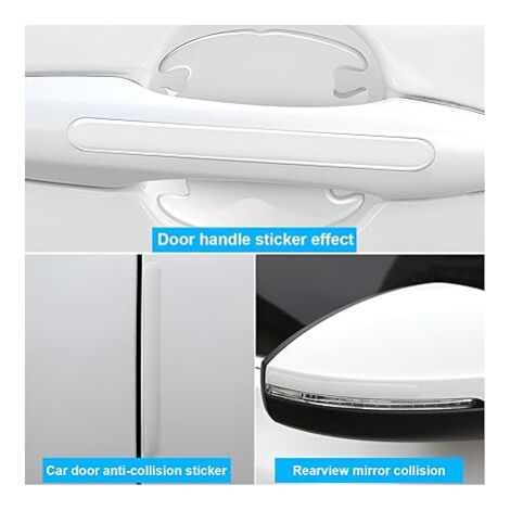 CompraFun 8 Pièces Film Protecteur Poignées De Porte Voiture - Transparent Anti-Rayures Universel Auto-Adhésif (4+4)
