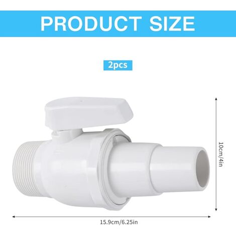 HIQE-FL Pool Stop Valve, 2 Pieces Pool Stop Valve, Pool Valve, Pool Accessory, Hose Adapter, Stop Valve for Pools, for Pool Filter SP0729