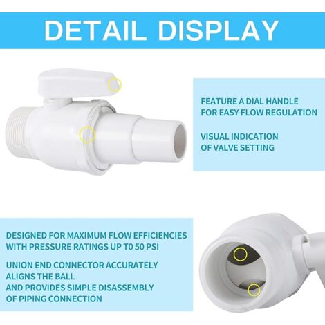 Pipihome Vanne D'entretien/d'arrêt Pour Piscine, 2 Pcs Vanne