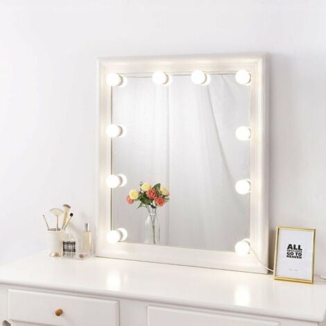Lntyq Kit de lumière de miroir de maquillage à intensité variable, kit de lumière de miroir autocollant pour coiffeuse, lumière de maquillage à brancher pour miroir mural de salle de bain (ampoule uni