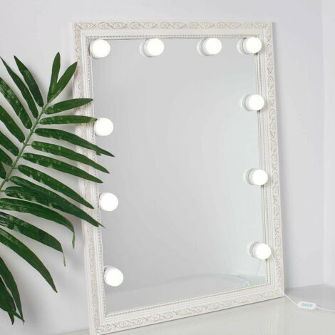 Lntyq Kit de lumière de miroir de maquillage à intensité variable, kit de lumière de miroir autocollant pour coiffeuse, lumière de maquillage à brancher pour miroir mural de salle de bain (ampoule uni