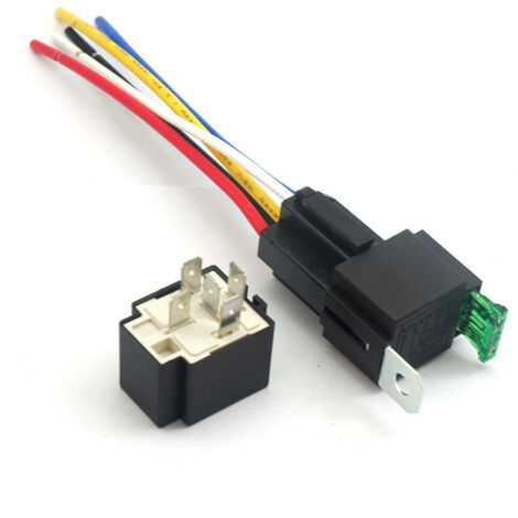 1PCS Relais Automobile 12V 30A, 4 Broches SPST Avec Fusibles