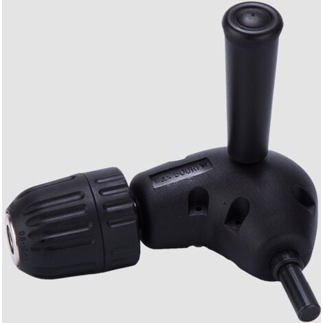 WALFRONT 3/8 Adaptateur à Angle Droit 90 Degrés Perceuse Électrique Fixation 9.5mm Tige Ronde Mandrin Sans Clé, Extension De Forage à Angle Droit, Adaptateur De Forage à Angle Mandrin