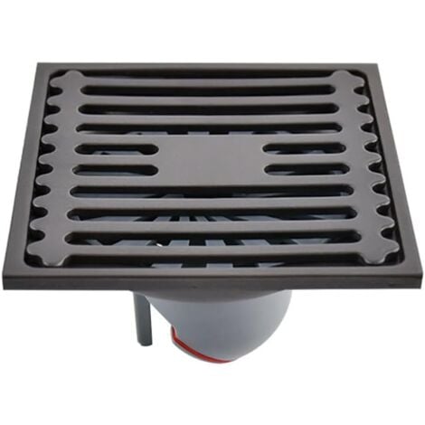 Lntyq Siphon de sol extérieur carré en acier inoxydable pour salle de bain, siphon anti-odeurs, siphon de sol avec couvercle de crépine amovible, 10 x 10 cm