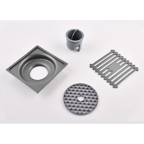 Lntyq Siphon de sol extérieur carré en acier inoxydable pour salle de bain, siphon anti-odeurs, siphon de sol avec couvercle de crépine amovible, 10 x 10 cm