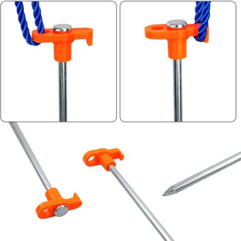 Lot De 10 Piquets D'Ancrage En Forme De Calamar Avec Mousquetons En D - Pour Terrasse En Bois, Camping, Extérieur - Alliage Aluminium Et Acier Inoxydable - Rétractable