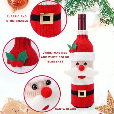 Accueil Sac De Bouteille De Vin Tricoté Couverture De Vin Du Père Noël