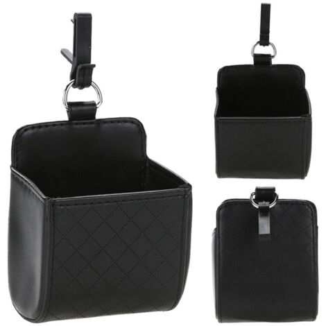 2 Organisateurs D'aération De Voiture Yuemuop - Cuir PU Avec Crochet - Pour Téléphone, Clés, Stylos - Noir