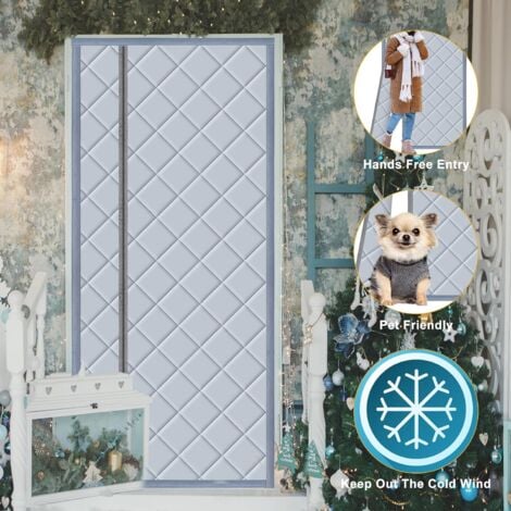 Lntyq Rideau Porte Isolation Thermique Magnétique 110x220cm, Anti Froid, Obscurcissement, Insonorisation pour Balcon Salon sous-Sol Ouverture à Gauche et à Droite Gris