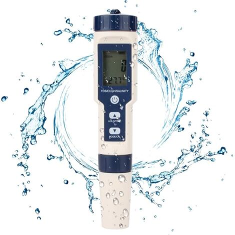 Testeur De Qualité De L'eau, 5in1 Multifonctionnel Portable PH/salinité/TEM/ TDS/EC Numérique Testeur De Qualité De L'eau Moniteur Mètre Stylo