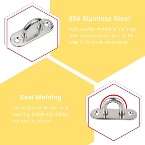 ENUTROF - Lot De 8 Plaques à œillet + Mousquetons En Inox 304 Pour Accrocher Tout, Partout ! - 12