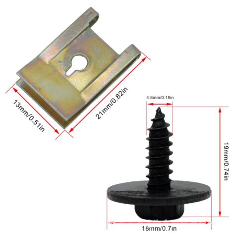 Kit De 20 Clips à Vis Et écrous En U Pour Fixation Garde-boue Voiture - Métal Résistant, Anti-rouille, Facile à Installer