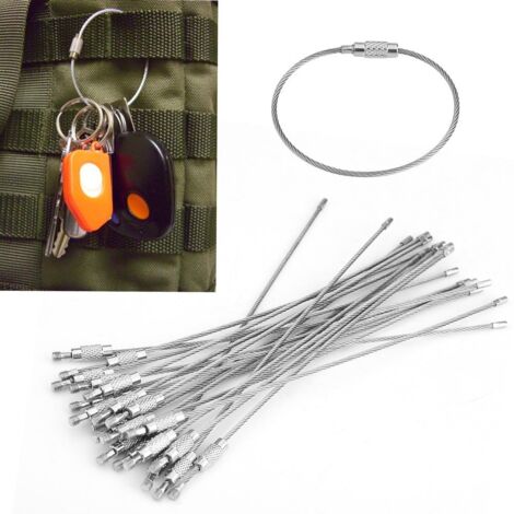 Porte-clés Câble En Acier Inoxydable - Lot De 4 Couleurs - Solide, 16 Cm - Pour Clés, étiquettes