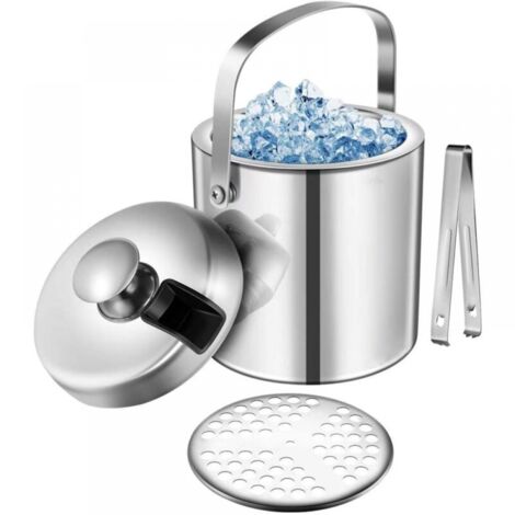 Seau à Glace Isotherme En Acier Inoxydable - Avec Pince Et Couvercle - Parfait Pour Fêtes Et Bars
