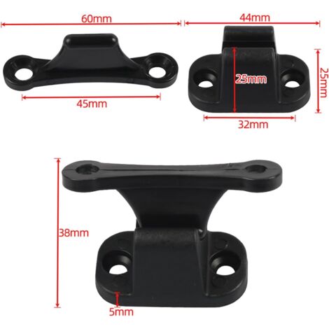 2 Supports De Porte Pour Caravane - Loquets Robustes - Noir - 7.5x6.2x2.7 Cm