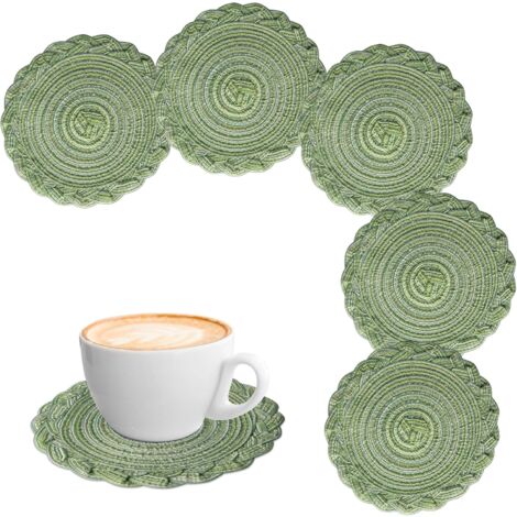 Lot De 6 Dessous De Plat Ronds En Rotin Tressé Main - 8 à 20 Cm - Doré Naturel - Idéal Pour Protéger La Table Et Décorer - 5
