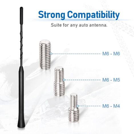 Antenne Voiture Universelle Eightwood 23cm - Réception FM/DAB Puissante, Adaptateurs M4/M5/M6 Inclus